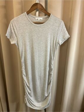 Anistar Ruched Side T-Shirt Dress - Light Heather Gray